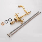 Gold bathroom basin mixer tap swivel spout additional view
