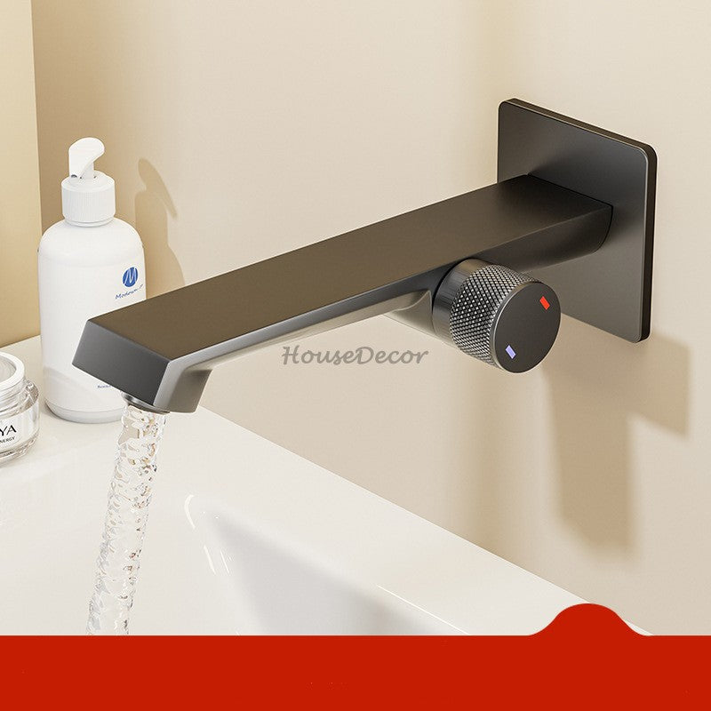 Modern bathroom basin mixer tap wall mounted design detail view