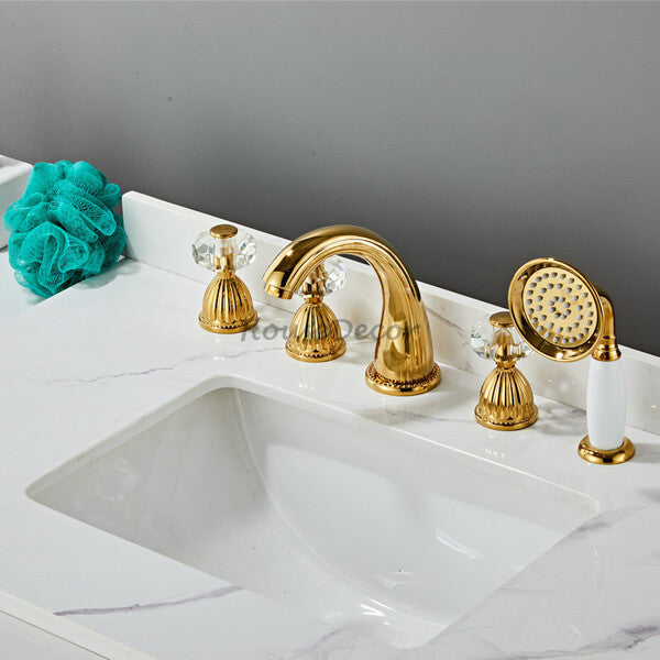 Gold bath shower mixer tap detailed product view detail view