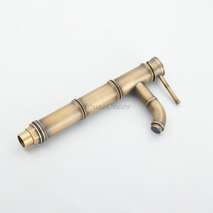 Antique Brass bath shower mixer tap single lever control detail view