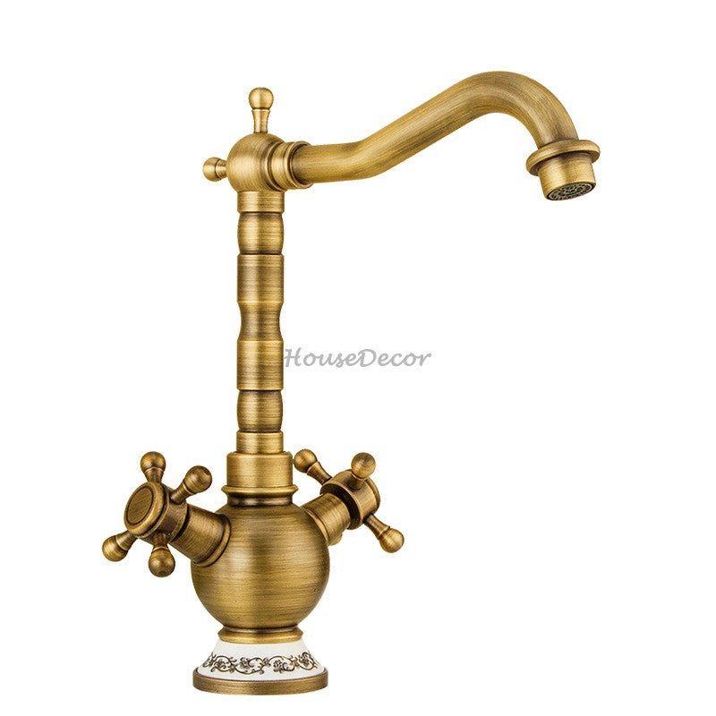 Modern kitchen sink mixer tap swivel spout detail view