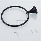 Black towel ring wall mounted design detail view