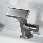 Brass bathroom basin mixer tap waterfall spout additional view