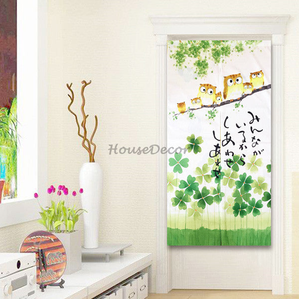 Green Fabric doorway curtain room divider design main view