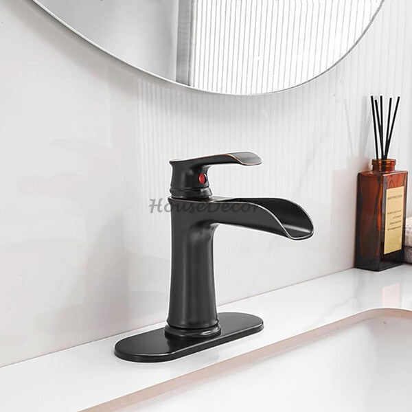 Modern bathroom basin mixer tap waterfall spout additional view