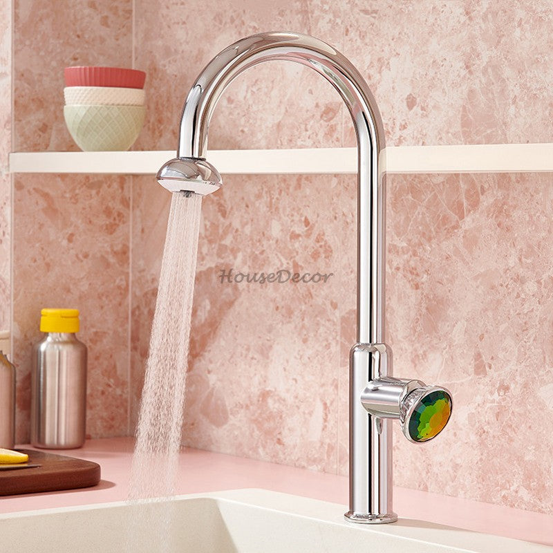 Modern kitchen sink mixer tap pull out spray detail view