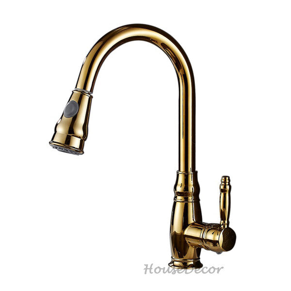 Gold kitchen sink mixer tap pull out spray additional view