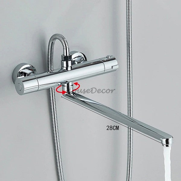 Chrome Brass bath shower mixer tap swivel spout detail view