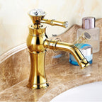 Gold Brass bath shower mixer tap single lever control detail view