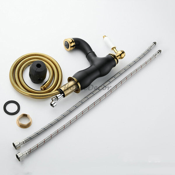Black bath shower mixer tap pull out spray additional view