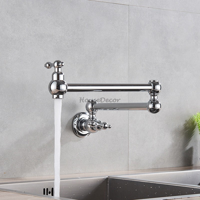 Modern Brass kitchen sink mixer tap swivel spout detail view