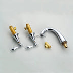 Chrome bath shower mixer tap dual handle control detail view