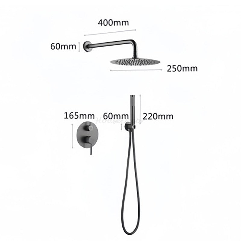 Concealed Rainfall Shower Mixer Tap Set Wall Dual Head Modern Bathroom Bath Unit