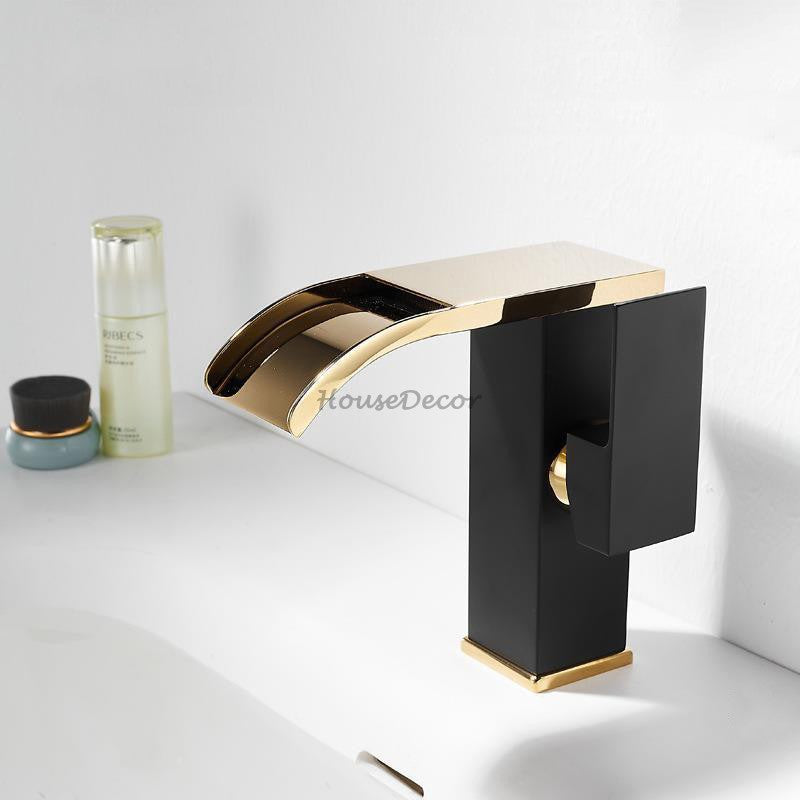 Brass bath shower mixer tap waterfall spout detail view