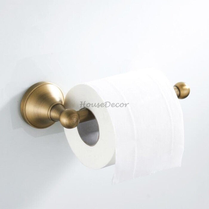 Antique Brass toilet paper holder wall mounted design detail view