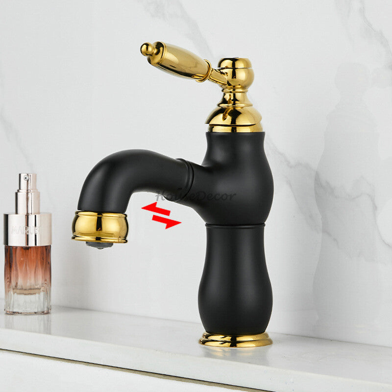 Black bath shower mixer tap pull out spray detail view