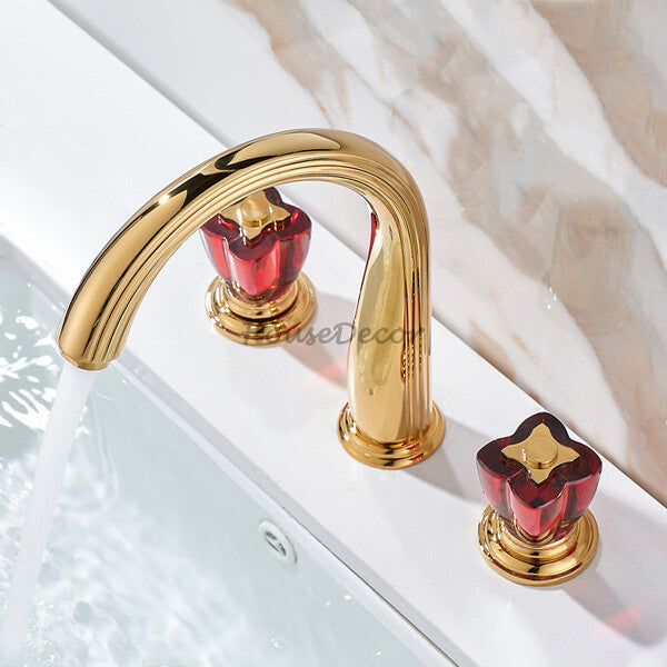 Gold bath shower mixer tap dual handle control additional view