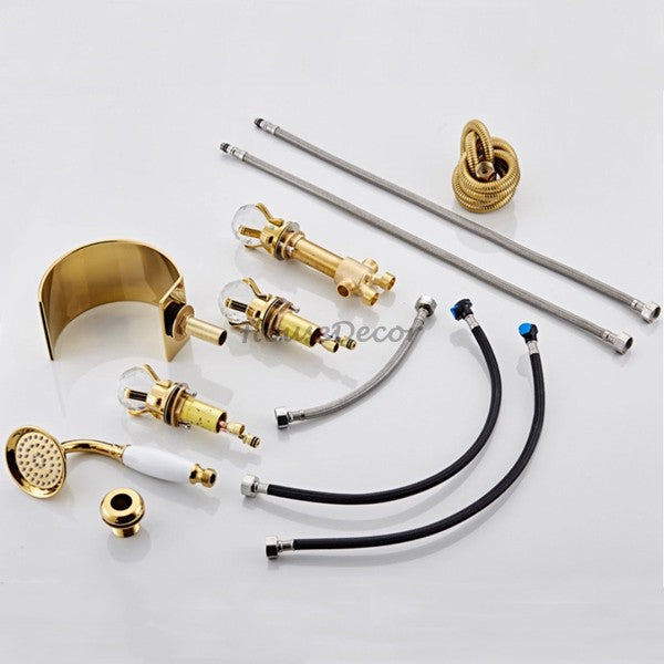 Modern bath shower mixer tap waterfall spout detail view