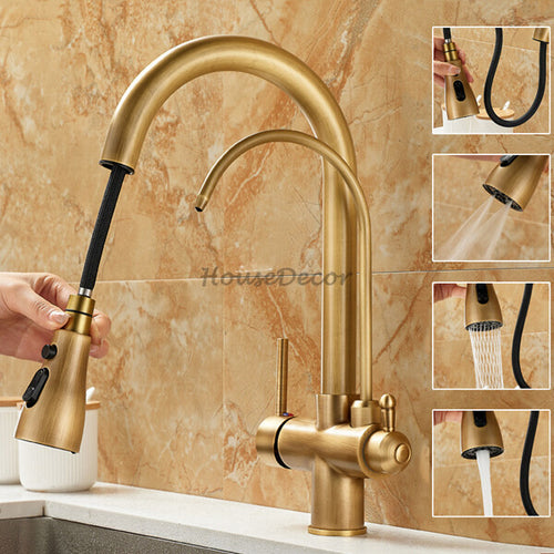 Modern kitchen sink mixer tap pull out spray detail view