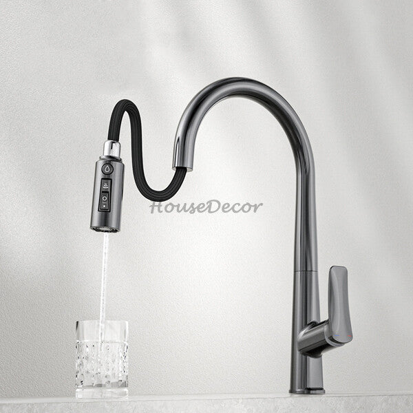 Modern kitchen sink mixer tap pull out spray additional view