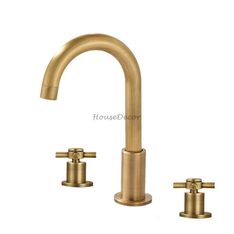 Modern bath shower mixer tap dual handle control detail view