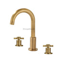 Modern bath shower mixer tap dual handle control detail view