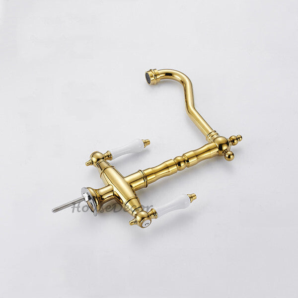 Gold kitchen sink mixer tap swivel spout additional view
