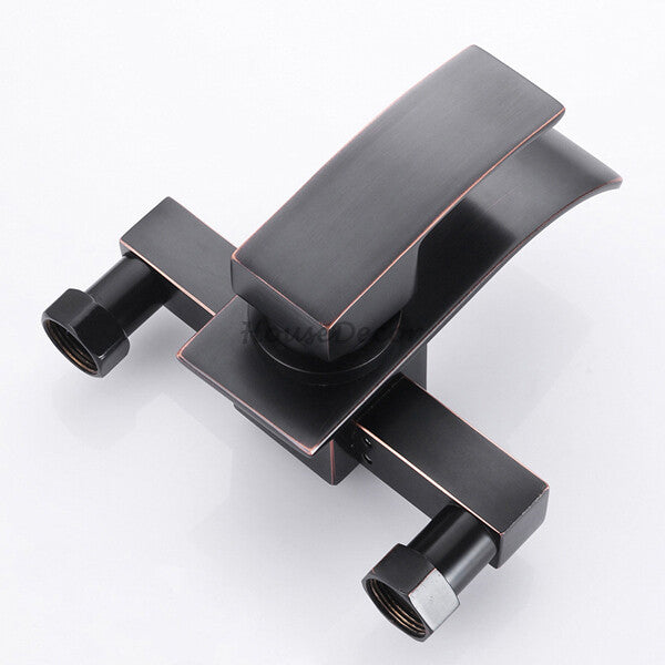 Black bath shower mixer tap waterfall spout additional view