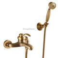 Antique Brass bath shower mixer tap wall mounted design detail view