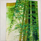 Green Fabric doorway curtain room divider design detail view