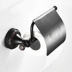Black toilet paper holder detailed product view detail view