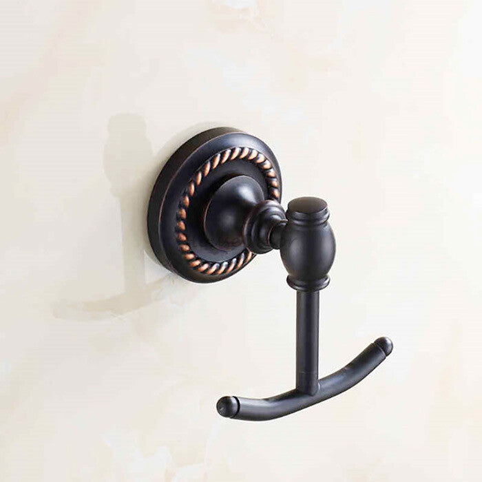 Black Brass robe hook wall mounted design detail view