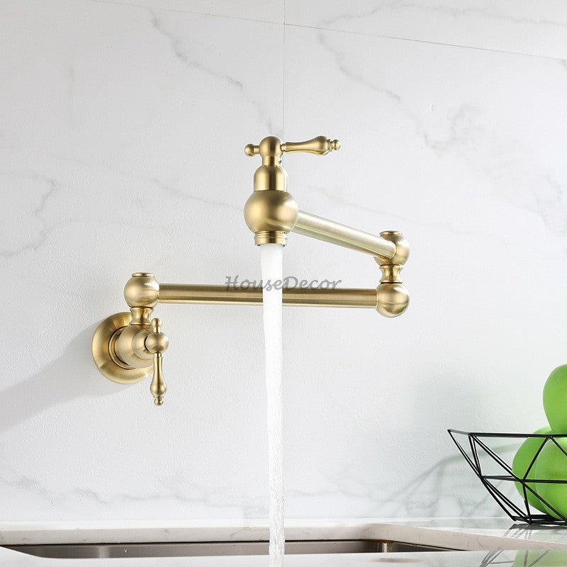 Modern Brass kitchen sink mixer tap swivel spout detail view