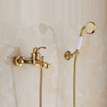 Gold bath shower mixer tap handheld shower set main view