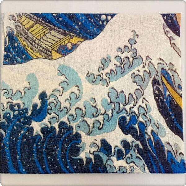 Blue Fabric doorway curtain room divider design detail view