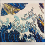 Blue Fabric doorway curtain room divider design detail view