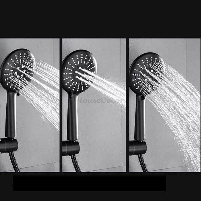 Black bath shower mixer tap handheld shower set detail view