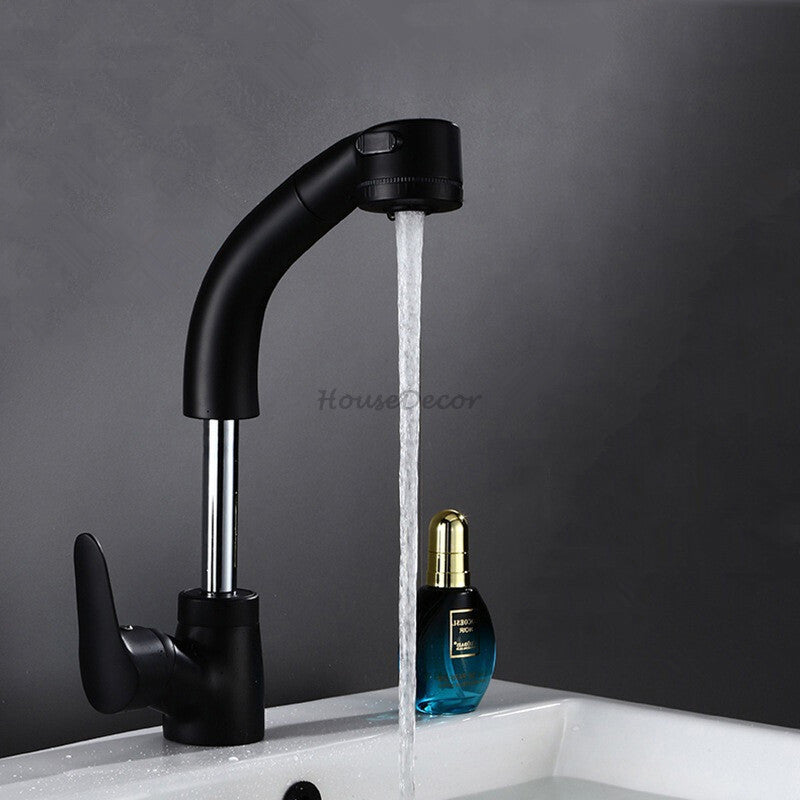 Modern bath shower mixer tap pull out spray detail view