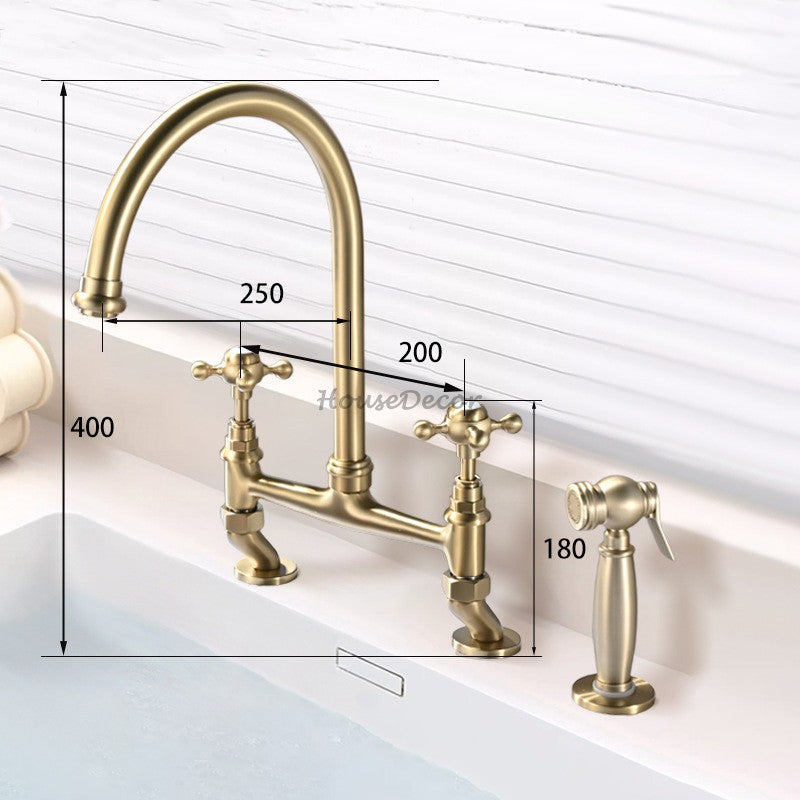 Brushed Gold bath shower mixer tap handheld shower set detail view