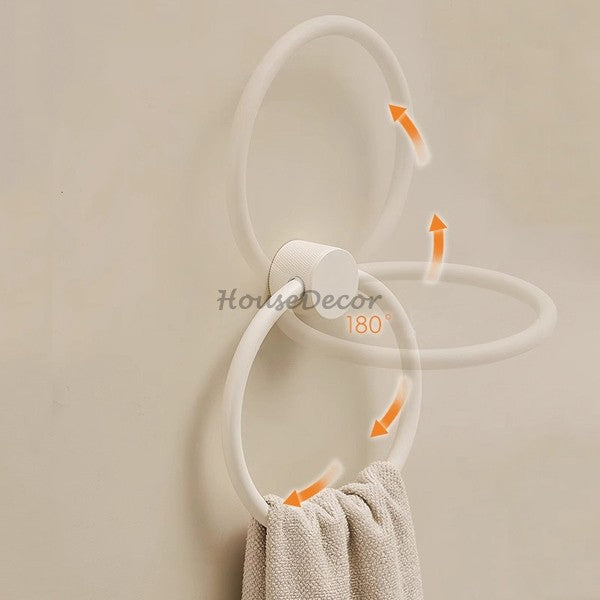 White towel ring wall mounted design detail view