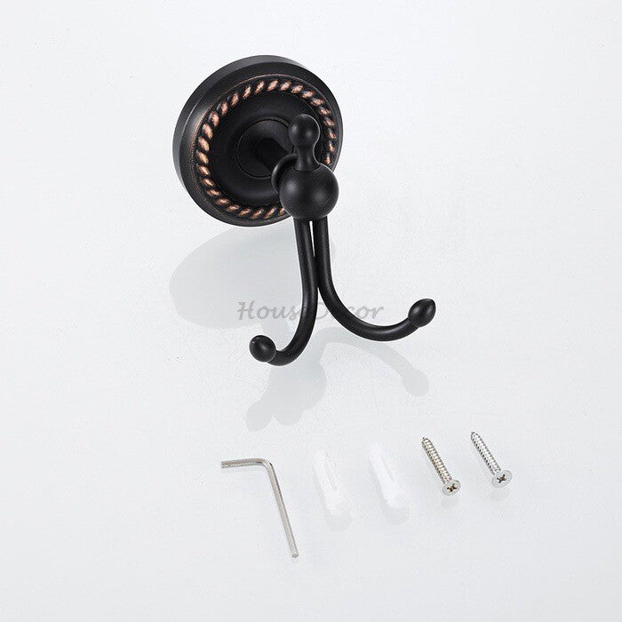 Black Brass robe hook wall mounted design additional view