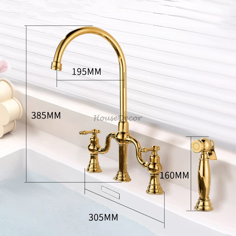 Modern kitchen sink mixer tap dual handle control additional view