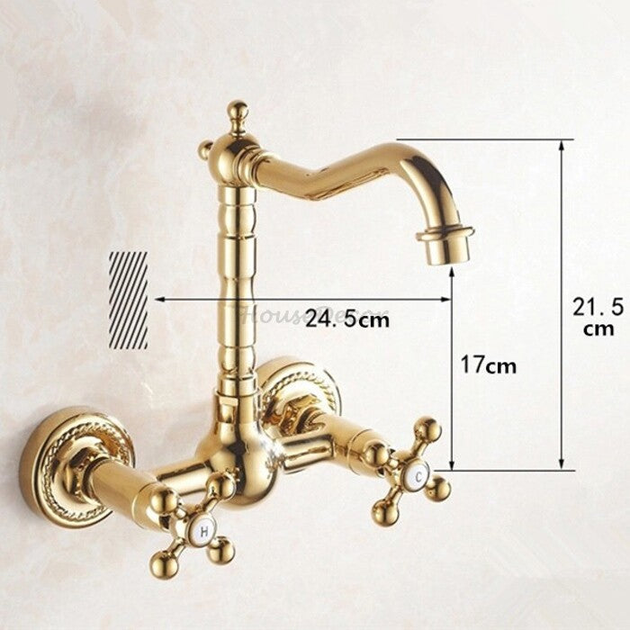 Gold kitchen sink mixer tap swivel spout additional view