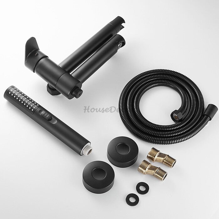 Matte Black Brass bath shower mixer tap wall mounted design additional view
