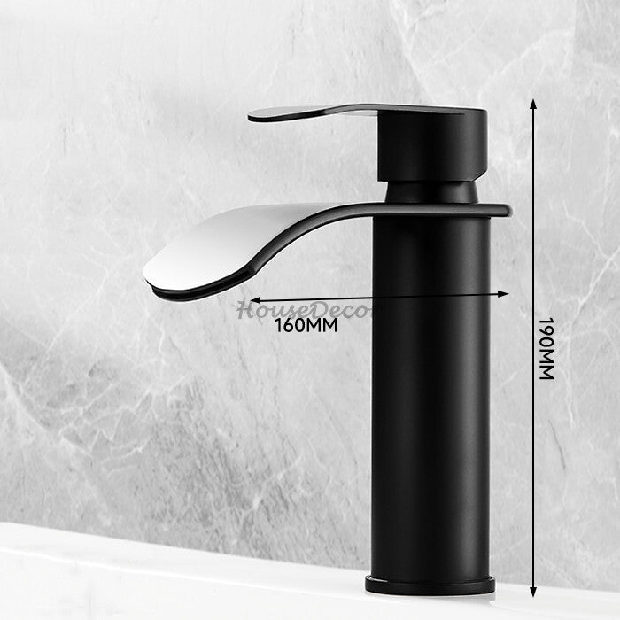 Modern bath shower mixer tap waterfall spout detail view