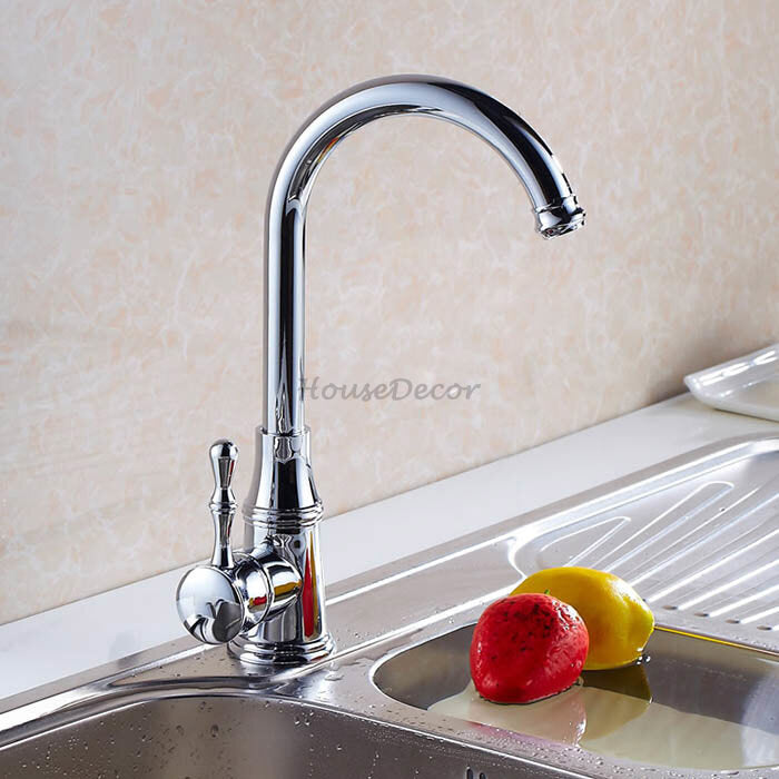 Chrome kitchen sink mixer tap swivel spout main view