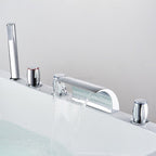 Modern bath shower mixer tap waterfall spout detail view