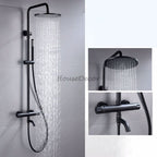 Black bath shower mixer tap thermostatic control detail view