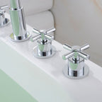 Chrome bath shower mixer tap deck mounted design detail view