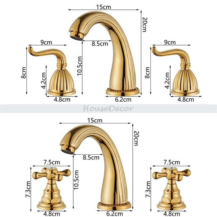 Gold bath shower mixer tap dual handle control additional view